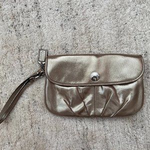 Coach Gold Lamé Wristlet